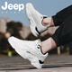 JEEP SPIRIT吉普男鞋夏季2025新款休闲户外跑步运动鞋子男士增高厚底老爹鞋 白黑 42