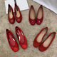 Jingpufei Bogen mit flachem Mund flacher Einzelschuhe für Frauen Ballettschuhe rot 2025 J683-4 Rot 38
