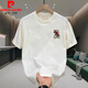 Pierre cardin rose print heavy short-sleeved T-shirt men's summer American retro trendy brand loose large size base shirt half-sleeved top white [front left and back large picture K838 SAYHI hand XL recommended 140-160Jin [Jin equals 0.5 kg]