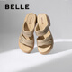 Belle Fashion Rhingestone Face Casual Slippers for Women 2025 Été Nouvelle pantoufles extérieures épaisses D7Z1DBT5 Couleur d'abricot 39 (245 mm)