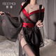 Feimu Japanese Phantom Impreso Kimono Set Perspectiva y nalgas expuestas para aliviar la tentación sexy pura pura 6628 ny1zft003644 japonesa fantasma negro + elevación roja de un tamaño (sugerido 80-125 Jin [Jin iguala 0.5 kg])