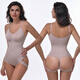 Seamless tight-fitting hollow body shaping women's tummy control suspender transvestite underwear corset thong men's jumpsuit coffee XL