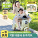 
HIMEILI children's electric motorcycle can sit on a double remote control tricycle for 1-6 years old boys and girls can drive toys. Yellow dual-wheel drive + 12V9A + soft seat + remote control
