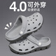 安尚芬洞洞鞋男款夏季户外穿厚底防臭防滑透气凉鞋开车运动沙滩拖鞋男士 灰色 42-43 适合41-42（内长260mm）
