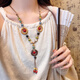 
Lu Shanwu sweater chain boho retro necklace for women new Chinese style exotic ethnic style travel high-end long accessories colored pearl Yunnan style necklace [suspended box]