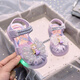 JIEMIEN Lighted Baotou Girls Sandals Crystal Shoes 2025 Summer New Elsa Princess Shoes Soft Sole Anti-Slip Baby Shoes D28. Blue 27 Shoe Inner Length 16.9CM