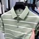 
Kangaroo (DaiShu) short-sleeved T-shirt for men 2025 summer trendy striped lapel half-sleeved business casual loose large-size top middle-aged AN15100 light sky blue 3XL