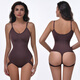 Seamless tight-fitting hollow body shaping women's tummy control suspender transvestite underwear corset thong men's jumpsuit coffee XL