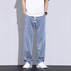 
Semir Tiansi casual pants for boys summer thin fashion brand loose hang straight pants 2025 new wide-leg long pants for men 1048 blue M [90-110Jin [Jin equals 0.5 kg]]