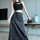 
Mu Yilin [2694 collections] New Chinese satin skirt for women in spring and autumn high waist slim skirt mid-length style dark temperament black M