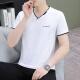 
Septwolves summer pure cotton men's short-sleeved shirt with thin collar slim youth trendy half-sleeved men's casual chicken heart neck T-shirt bean green QY694 3XL [155-170Jin[Jin equals 0.5 kg]]