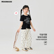 优优1点（Yoyo one）女童阔腿裤2025春夏新款儿童蝴蝶结休闲裤子女孩慵懒风条纹直筒裤 两条装【15276米白+15149灰】 120 120cm