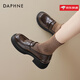 Daphne (Daphne) Moldas de suela gruesa marrón para mujeres 2025 Nuevos zapatos de cuero JK de estilo británico para mujeres con zapatos individuales para mujeres que mejoran la altura [talón sin decoración] MF3883-535