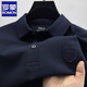 ROMON (ROMON) hem slit polo shirt men's short-sleeved T-shirt lapel summer cotton embroidery business casual half-sleeved men's top Navy blue XL