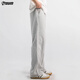 POUM pants men's autumn and winter high-end straight sweatpants drapey sports wide-leg pants 888 light gray XL