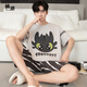 
Yougang pajamas for men in summer short-sleeved pure cotton thin style for teenagers in summer can wear outside and add fat to increase the size of men's home clothes. 1517 L (170cm recommended weight 110-135)
