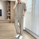 AEMAPE fashion trendy shirt men's summer suit light and handsome match with business casual slim trousers men's suit 718 meters white (seven-quarter sleeves) 3XL Recommended 160-175 Jin [Jin equals 0.5 kg]