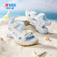 Xtep Children's Beach Shoes Summer Girls Middle and Large Children Velcro Easy to Put on and Take Off Comfortable Breathable Fashion Versatile Sandals New White/Moon Blue 34