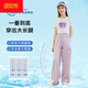 Yan Ruyue Kinder Set Girl Sommer Kurzarm 2025 Neue Arbeitshose Große Kinder Internet Promi Schwarz Sportkleidung 19150 Lila 15265 Aprikose 120 cm