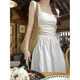 Vestido de chaleco sin mangas sin mangas de Muni, 2025 NUEVO Estilo Temperamento para mujeres Temperamento de la cintura y las vacaciones adelgazantes Vestblas largas de la falda del cuello cuadrado [blanco] L Tamaño [sugerido 111-120Jin [Jin iguala 0.5 kg]]]