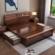 Zixi walnut solid wood bed 1.8 meters factory high box bedside storage with lights master bedroom thickened 2 meters double bed walnut single bed with night light/bull socket 1800*2000mm air pressure double extraction structure/full bed bed board