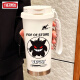 Thermos creative Geng Gui Thermo Copa Gran capacidad Copa de agua de paja Portable Doble Coffee Café Nuevo Modelo de alta precisión para hombres y mujeres BXAB13794 GHOST + Con Lanyard Ceramic Bottom
