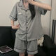 
Catman (MiiOW) Korean version simple solid color pure cotton pajamas women's short-sleeved shorts summer high-end two-piece dormitory home clothing set 9905# dark gray M 80-100Jin [Jin equals 0.5 kg]