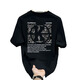 Njskakw Hong Kong Top de algodón puro de manga corta para hombres y mujeres Summer suelto American Camiseta nueva marca de moda Pareja de media manga V761 Negro (Compass) XL recomendado 140-160Jin [Jin equivale a 0.5 kg]