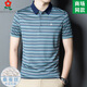 
Mengtejiao men's short-sleeved T-shirt mulberry silk middle-aged father's business casual striped lapel top N7003-green XL 175 suitable for 125-145Jin [Jin equals 0.5 kg]