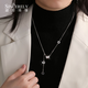 Shengshi Qiyuan pt950 platinum necklace for women platinum platinum necklace women's sweater chain new platinum small waist necklace for girlfriend 14.16g heart-beating small waist necklace