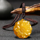 Fat Donglai's same style beeswax pendant necklace for men and women with water drop Pixiu sweater chain Wushi brand chicken oil yellow Pixiu pendant-lanyard style with certificate