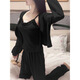 
FHHUABD French pure lace sexy women's pajamas with chest pad three-piece set spring and autumn bow suspender cardigan home clothes 677 cut men's lace three-piece set [with chest pad] M [Suggested 95 Jin [Jin equals 0.5 kg]]