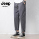 
JEEP SPIRIT Jeep casual pants men's summer thin loose tapered cropped pants Khmer business casual pants straight men's pants 9904 military green M [(27 sizes) Weight 85-100 Jin [Jin equals 0.5 kg]]