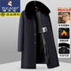 Specht (Tucano) mittlerer und älterer Mantel Herrenvater Wintermantel Wolle Wolle Long plus Samt verdickte Windbreaker-Männer schwarz plus Samt XL 180 (Gewicht 120-135 Jin [Jin gleich 0,5 kg]))