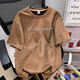 Woodpecker American Suede kurzärmelige Männer 2025 Sommer High Street Trendy Marke Nischen T-Shirt Retro vielseitiges Paar T-Shirt-Hellgrün-C694 M 70-90jin [Jin ist 0,5 kg]