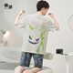 
Yougang pajamas for men in summer short-sleeved pure cotton thin style for teenagers in summer can wear outside and add fat to increase the size of men's home clothes. 1517 L (170cm recommended weight 110-135)