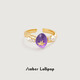 Amber Lollipop Amethyst Ring Women's Pearl Open Index Finger Ring Tail Ring Anniversary Birthday Gift for Girlfriend and Wife Purple (Venus Series)