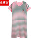 雅鹿2025年新款睡裙女夏季纯色棉短袖睡衣简约条纹棉可外穿睡衣裙 YZT6621睡裙 XL 170() 推荐120-1d