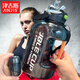 Jinjis avec thé partition seau à eau tasse d'eau anti-scalding poignée double boisson transparente fitness extérieur résistance à haute température hommes et femmes super grandes sports semi-transparent noir 3895 Handle anti-scalding modèle 2200 ml
