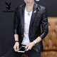 Playboy (Playboy) Pequeño traje para hombres Spring and Autumn Chaqueta de cuero estilo coreano Traje delgado de la jóven