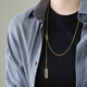 Feiyu simple cold style geometric square adjustable long sweater necklace chain autumn and winter titanium steel 18K gold tassel pendant gold