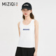 Miziqi summer hot-sleeved sleeveless printed gray base suspender vest female small slim body jacket blue letter 9921 small chest - gray S [80-95Jin [Jin equals 0.5 kg]]