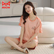 Cat Man (Miiow) pijama de algodón puro para mujeres en pantalones cortos de verano y pantalones cortos de estilo coreano ropa dulce ropa para el hogar, cómodo, de cuello redondo de gran tamaño, 9855 oso naranja claro m