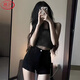 Langsha black denim shorts for women summer 2025 new high waist slim ins hot girl style outer wear elastic hot pants