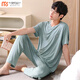 Pantalones de verano de pijama modal pantalones de manga corta ropa para el hogar de color sólido de color sólido y hielo delgado. El traje de seda de seda se puede usar fuera de A2677 de manga corta + pantalones l 100-120Jin [Jin equivale a 0.5 kg]