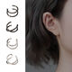 Double-layer earrings for women without pierced ears, elegant lines, cross ear clips, fashionable and simple autumn and winter earrings, silver