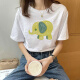 慧奴比白色宽松正肩竹节棉T恤女短袖2025夏季新款小个子半袖体恤上衣潮 6210白色 S 均码
