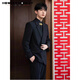 声猴新中式国风盘扣西装男套装订婚新郎结婚礼服西服外套高档唐装中山 中式西服+立领衬衫+西裤【三件】 XL （115-130斤）