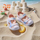 ANTA Children's Sandals Baby Shoes 2025 Summer New Velcro Toe Anti-collision Soft Elastic Beach Shoes Women Pink/ANTA White/Danube Blue-2 20