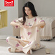 Catman MIIOW pajamas for women in summer pure cotton New style short-sleeved trousers for stars Spring and Autumn Can be worn outside home clothes thin set ZH-9712 ​​M